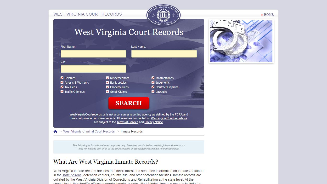West Virginia Inmate Search | WestVirginiaCourtRecords.us